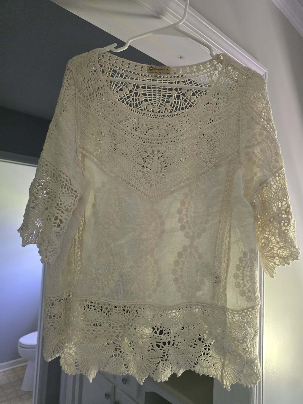 Crochet Lace Boho Top in Cream
